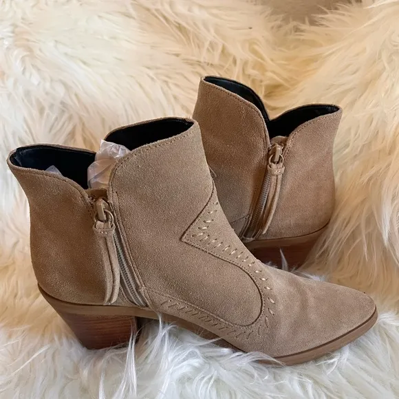 REVOLVE REBECCA MINKOFF - Lulu Womens Suede Western Ankle Boots Side Zip Sz 8.5