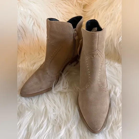 REVOLVE REBECCA MINKOFF - Lulu Womens Suede Western Ankle Boots Side Zip Sz 8.5