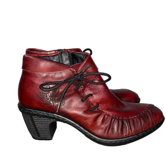 Rieker Antistress Rebecca Boots booties shoe oxblood red Side Zip women's  37
