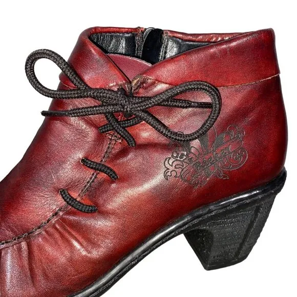 Rieker Antistress Rebecca Boots booties shoe oxblood red Side Zip women's  37