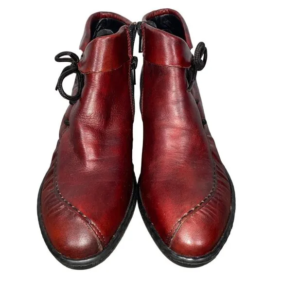 Rieker Antistress Rebecca Boots booties shoe oxblood red Side Zip women's  37