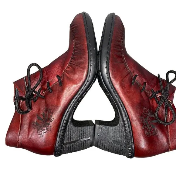 Rieker Antistress Rebecca Boots booties shoe oxblood red Side Zip women's  37