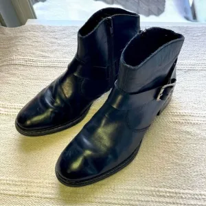 Rieker Black Side Zip Booties with Ankle Buckle, Size 8.5 -9