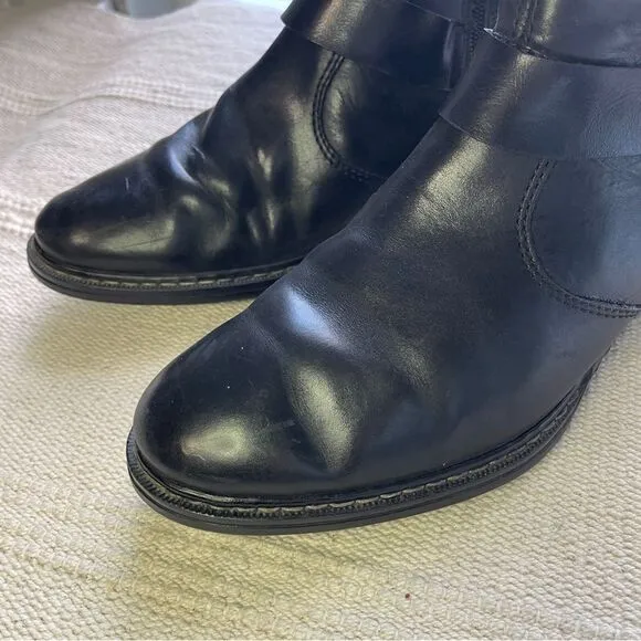 Rieker Black Side Zip Booties with Ankle Buckle, Size 8.5 -9