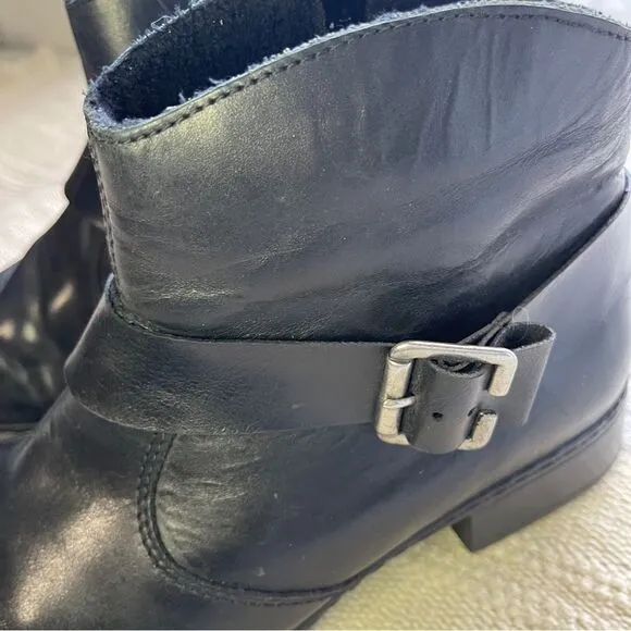 Rieker Black Side Zip Booties with Ankle Buckle, Size 8.5 -9