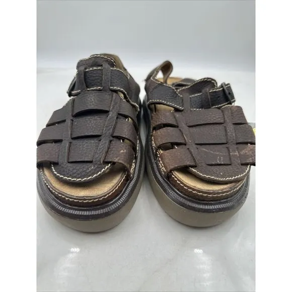 RJ Colt Mens Leather Sandals Brown Riverhead Open Toe Outdoors Chunky Sz 10M