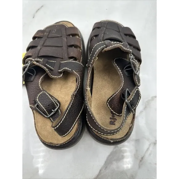 RJ Colt Mens Leather Sandals Brown Riverhead Open Toe Outdoors Chunky Sz 10M