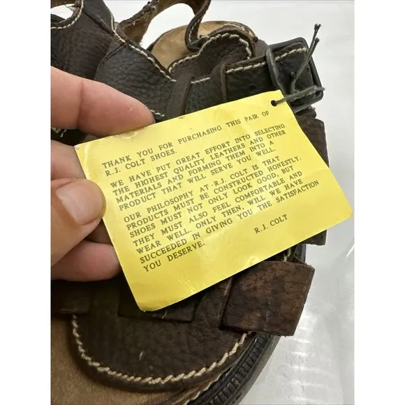 RJ Colt Mens Leather Sandals Brown Riverhead Open Toe Outdoors Chunky Sz 10M