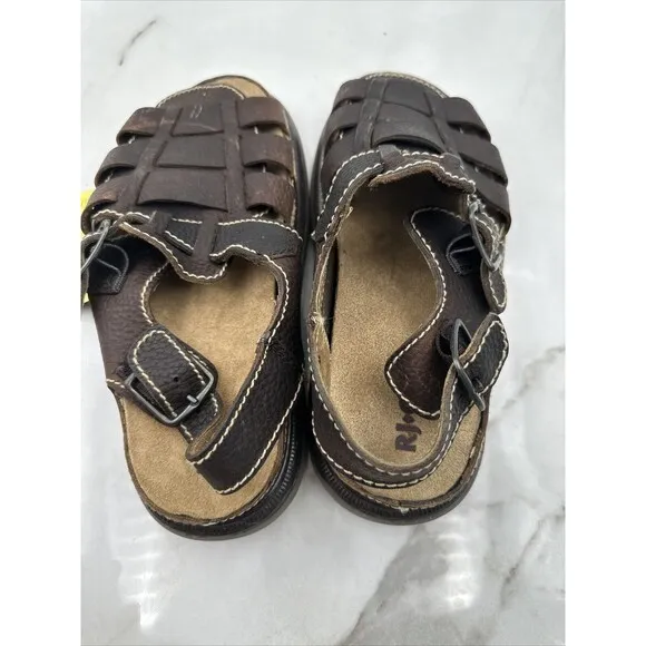 RJ Colt Sandals Mens Sz 10 Leather Brown Riverhead Open Toe Outdoors Chunky