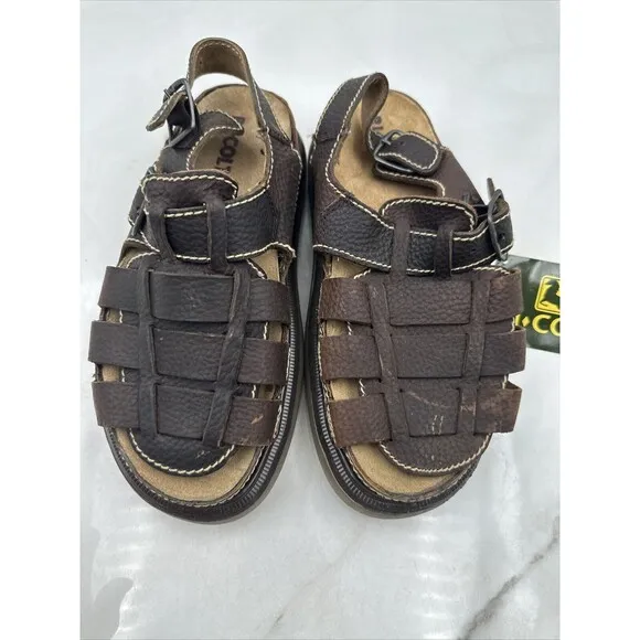 RJ Colt Sandals Mens Sz 10 Leather Brown Riverhead Open Toe Outdoors Chunky