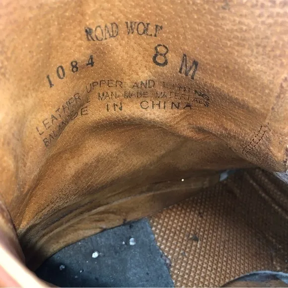 Road Wolf Men’s Master 1084 Brown Western Side Zipper Half Boots Size 8M