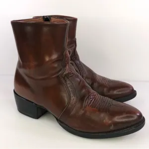 Road Wolf Men’s Master 1084 Brown Western Side Zipper Half Boots Size 8M