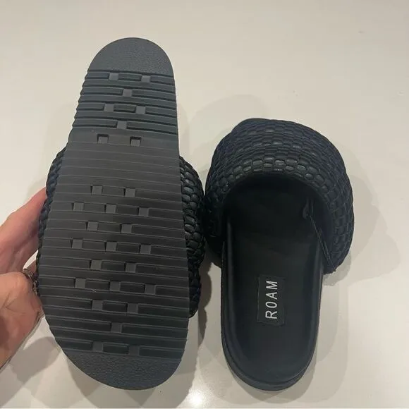 ROAM MESH PUFFY SANDALS BLACK VEGAN LEATHER NIB Size 7