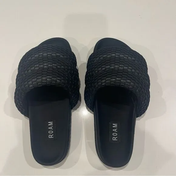 ROAM MESH PUFFY SANDALS BLACK VEGAN LEATHER NIB Size 7