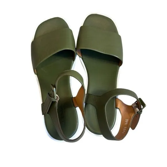Robert Clergerie green leather platform sandals size 39.5
