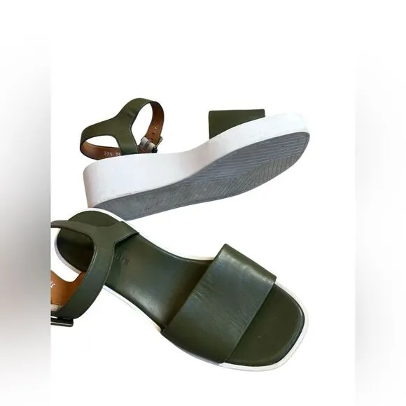 Robert Clergerie green leather platform sandals size 39.5