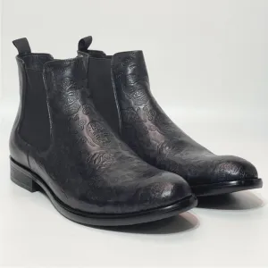 Robert Graham DAWSON Skull Rose Chelsea Elegant Leather Boots Black Sz 10.5