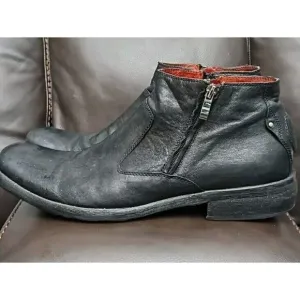 Robert Wayne ALLEY Black Leather Ankle Zip Boots Men's Sz 10