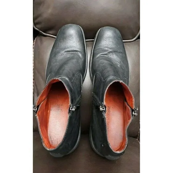 Robert Wayne ALLEY Black Leather Ankle Zip Boots Men's Sz 10