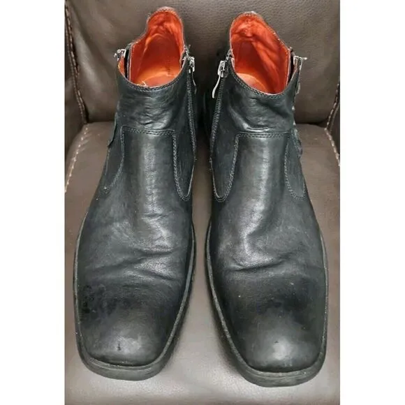 Robert Wayne ALLEY Black Leather Ankle Zip Boots Men's Sz 10