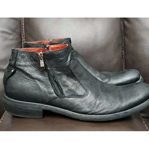Robert Wayne ALLEY Black Leather Ankle Zip Boots Men's Sz 10