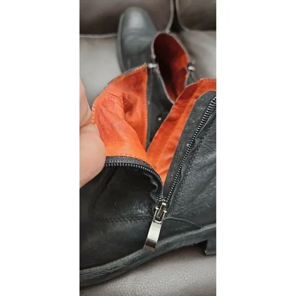 Robert Wayne ALLEY Black Leather Ankle Zip Boots Men's Sz 10