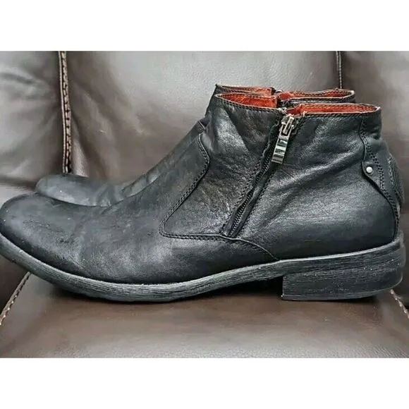 Robert Wayne ALLEY Black Leather Ankle Zip Boots Men's Sz 10