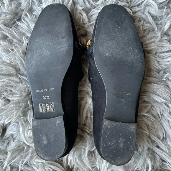 Roberto Festa black loafer flats with chunky gold chain women’s shoe size 7