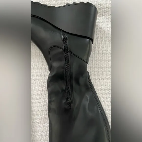 Rock and Candy Faux Leather Side-Zip Wedge Heel Knee high Boots