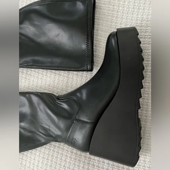 Rock and Candy Faux Leather Side-Zip Wedge Heel Knee high Boots