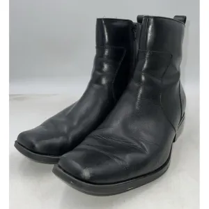 Rockport Boots Men’s Sz 9.5 Black Leather Square Toe Side Zip