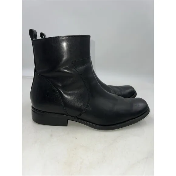 Rockport Boots Men’s Sz 9.5 Black Leather Square Toe Side Zip