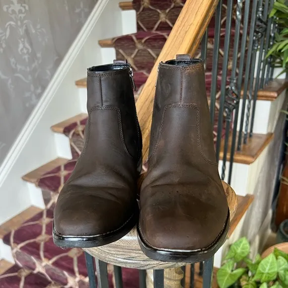 Rockport Trutech men’s boots size 10 side zip excellent condition leather brown
