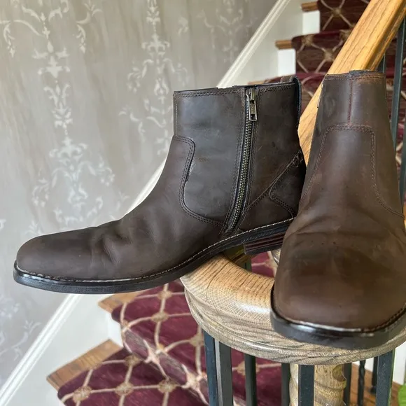 Rockport Trutech men’s boots size 10 side zip excellent condition leather brown