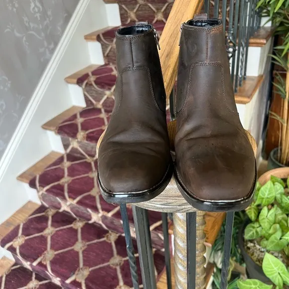 Rockport Trutech men’s boots size 10 side zip excellent condition leather brown
