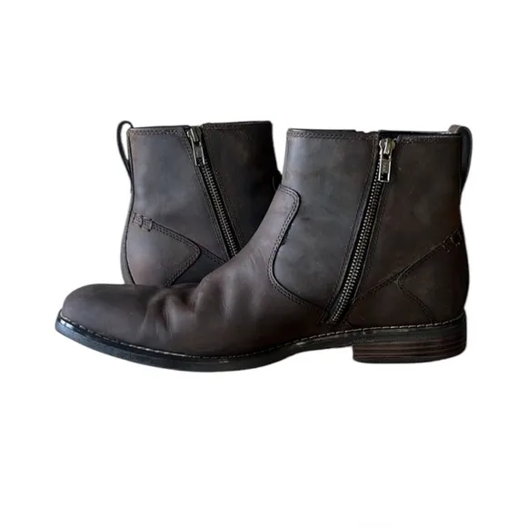 Rockport Trutech men’s boots size 10 side zip excellent condition leather brown