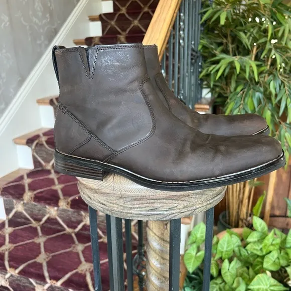 Rockport Trutech men’s boots size 10 side zip excellent condition leather brown