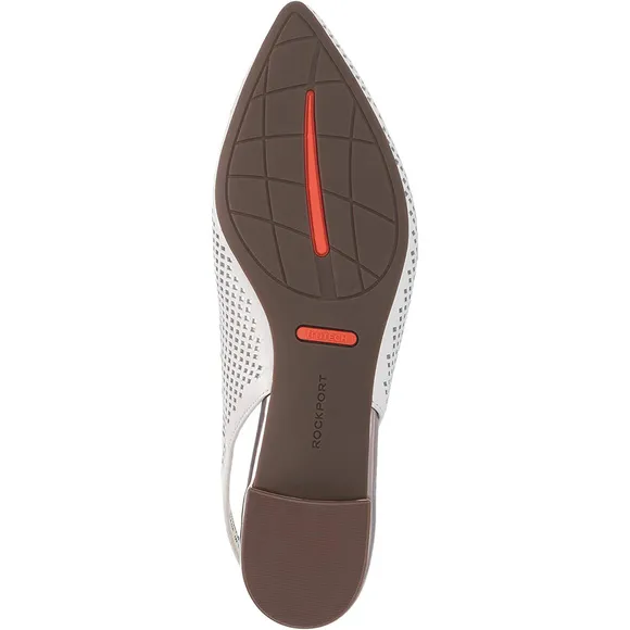 Rockport Women's Adelyn Perforated Sling back Flats White  8M US