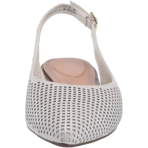Rockport Women's Adelyn Perforated Sling back Flats White  8M US