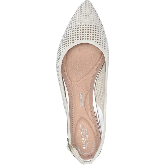Rockport Women's Adelyn Perforated Sling back Flats White  8M US