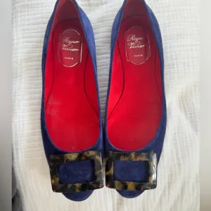 Roger Vivier Blue Suede Flats