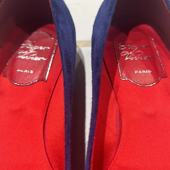 Roger Vivier Blue Suede Flats