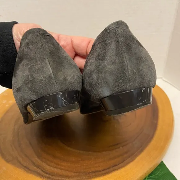 Roger Vivier Smokey Grey Suede Buckled Flats
