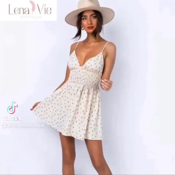 Rosie Summer Mini Dress, Lux Lined Mini In Petal Print, Fit &amp; Flare Flowy Dress