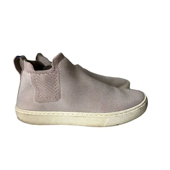 Rothys Chelsea Boots Womens Size 6 Pink White Fabric Mid Top Booties