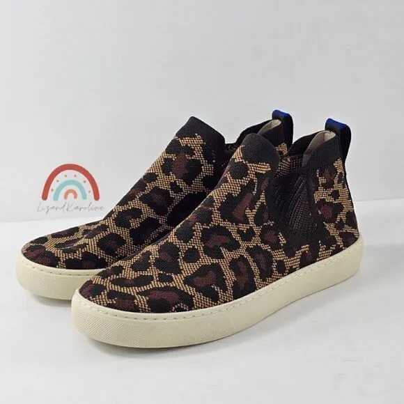 Rothy's Chelsea Wildcat Boot Leopard Cheetah High Top Slip On Sneakers