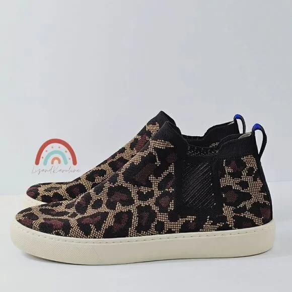 Rothy's Chelsea Wildcat Boot Leopard Cheetah High Top Slip On Sneakers