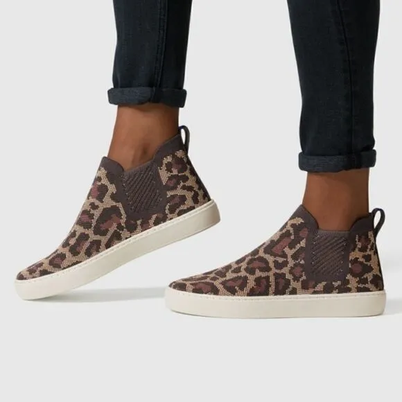Rothy's Chelsea Wildcat Boot Leopard Cheetah High Top Slip On Sneakers