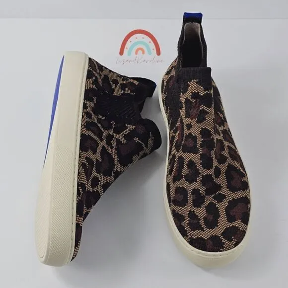 Rothy's Chelsea Wildcat Boot Leopard Cheetah High Top Slip On Sneakers