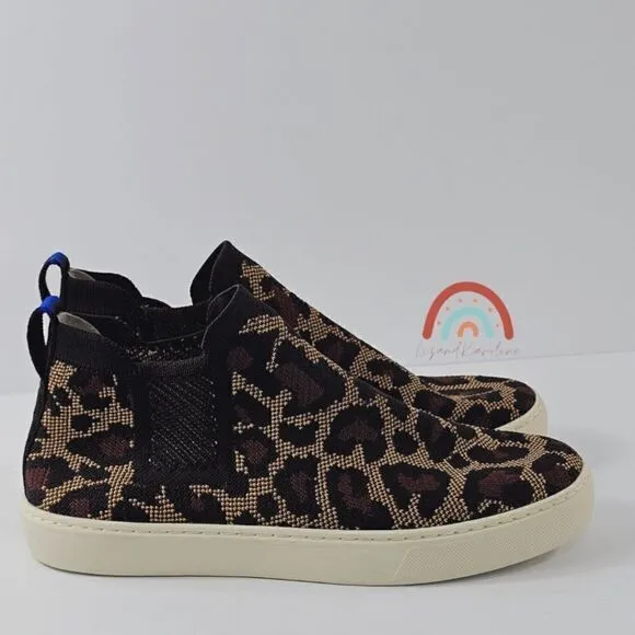 Rothy's Chelsea Wildcat Boot Leopard Cheetah High Top Slip On Sneakers